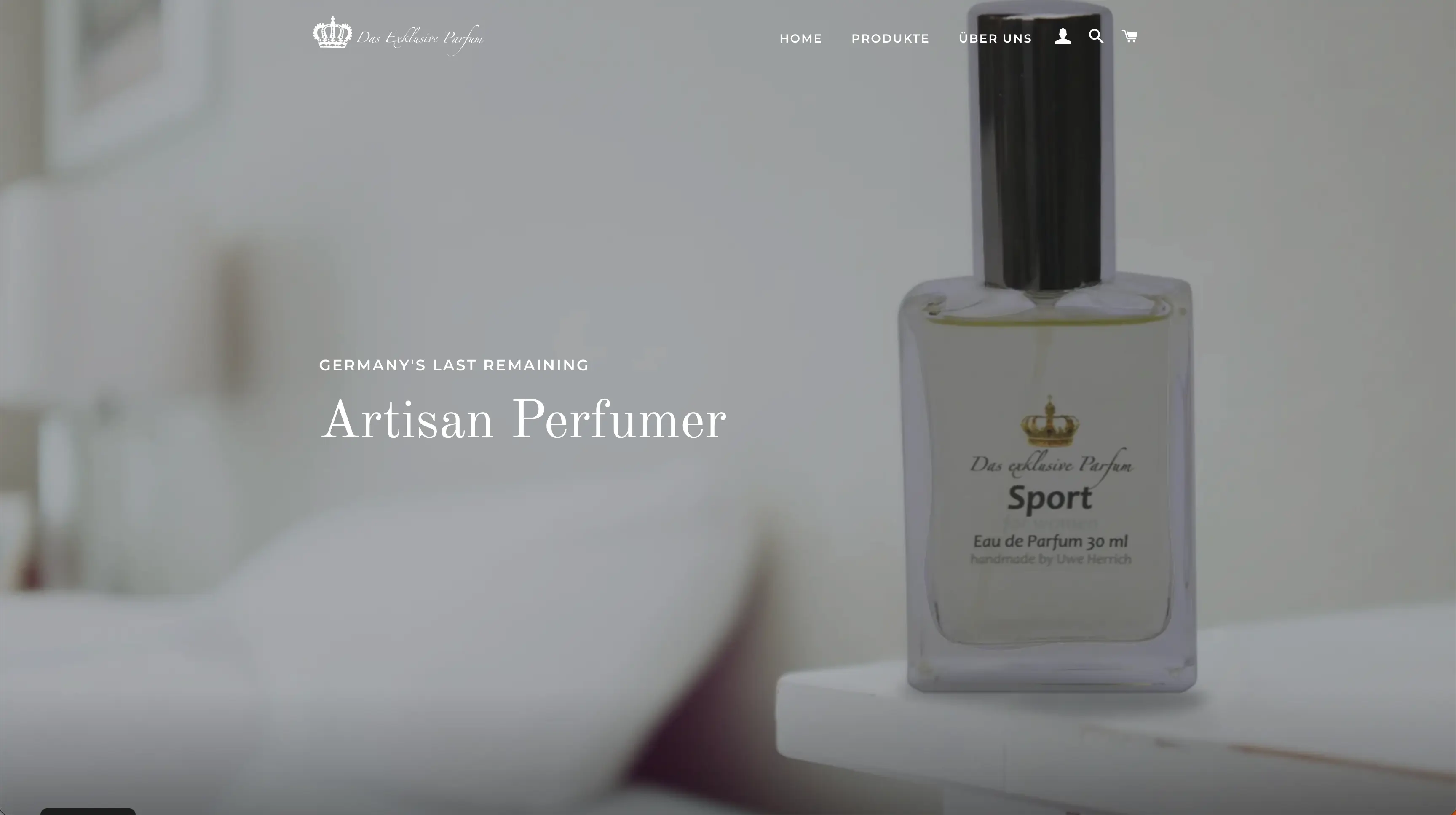 Hero screenshot of website Das Exklusive Parfum